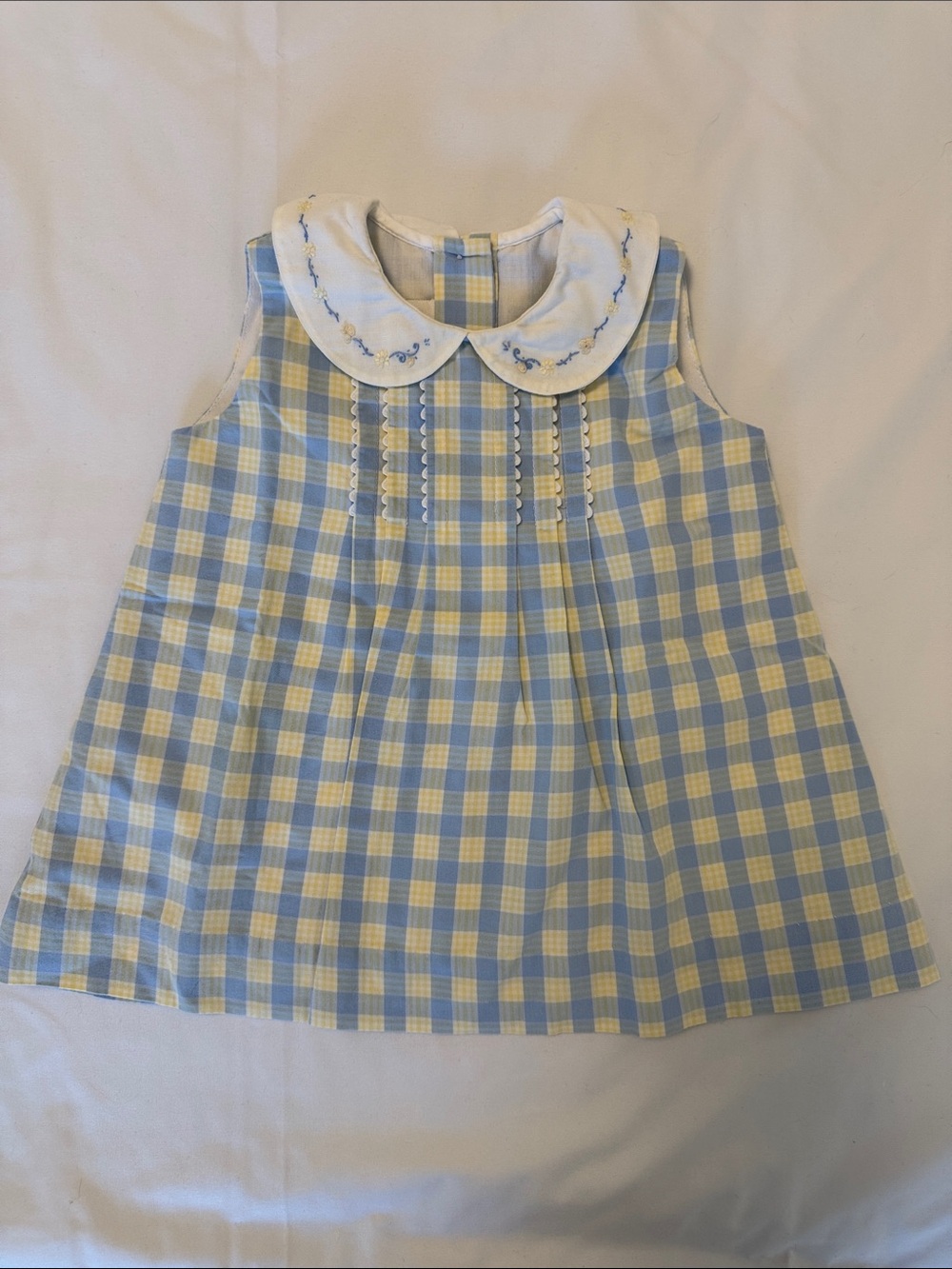 Strasburg Blue and Yellow Plaid Peter Pan Collar Dress